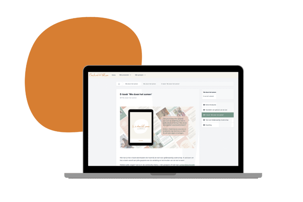 Tool voor gelijkwaardig ouderschap - mock-up leeromgeving